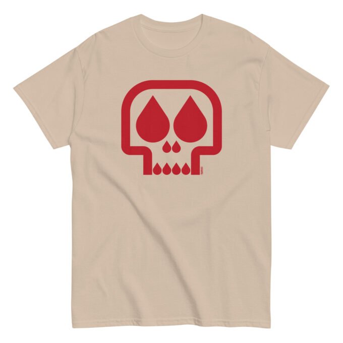 Sand beige t-shirt with red skull print on the chest